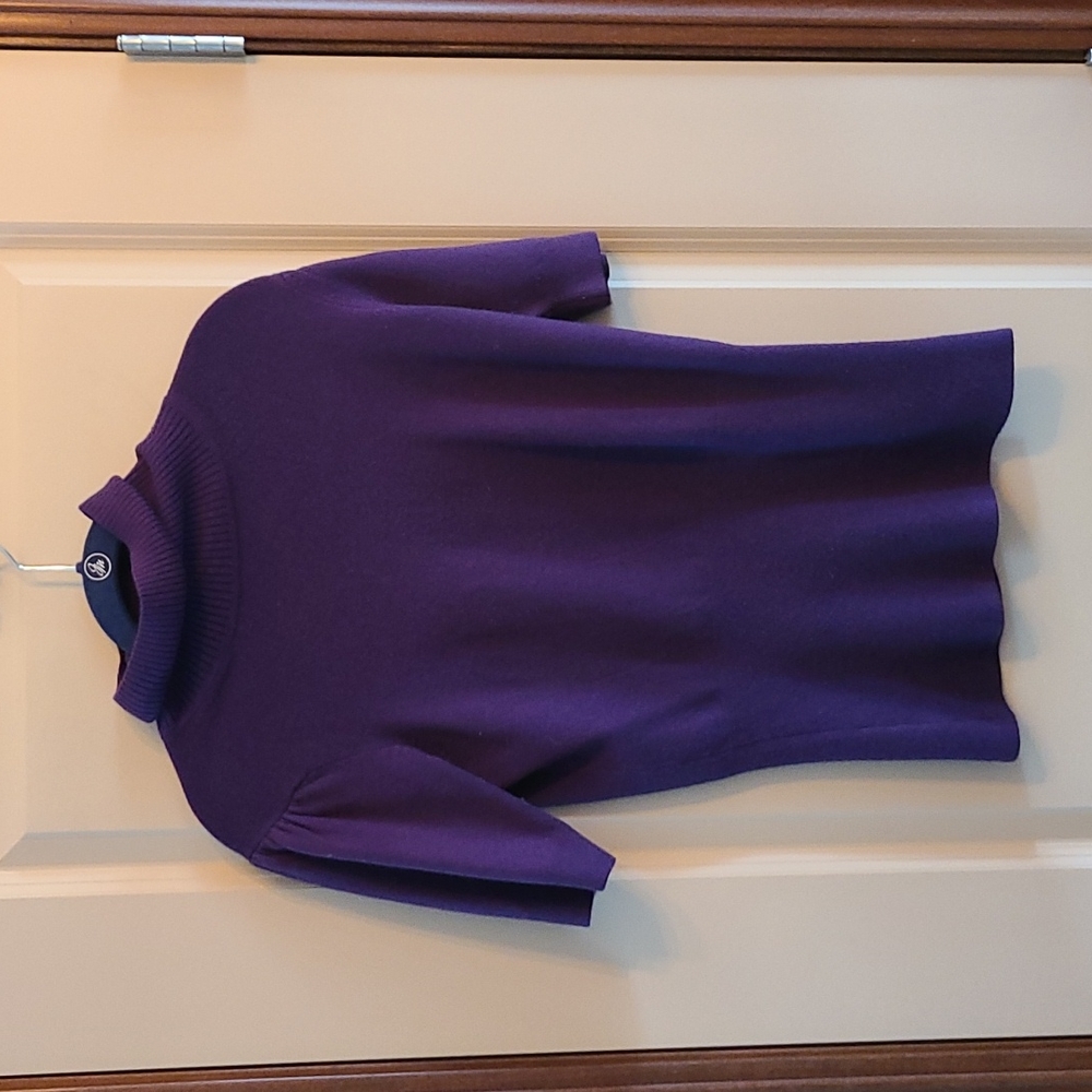 Women's size L French Connection purple short sleeve turtleneck